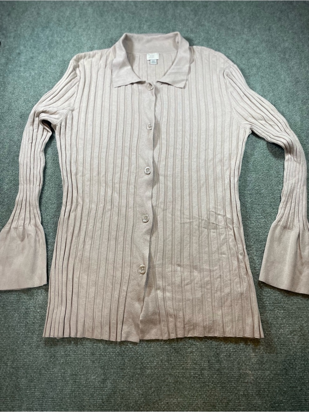 a new day Light Beige Ribbed Button-Front Cardigan